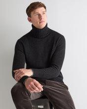 Load image into Gallery viewer, N.Peal Men's Brompton Roll Neck Cashmere Jumper Charcoal Grey Melange

