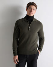 Load image into Gallery viewer, N.Peal Men's Greenwich Cashmere Polo Shirt Arabica Khaki Green
