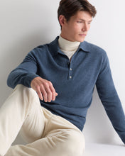 Load image into Gallery viewer, N.Peal Men's Greenwich Cashmere Polo Shirt Light Denim Blue
