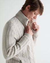 Load image into Gallery viewer, N.Peal Men's Colorado Cable Fur Trim Cashmere Jacket Ash Grey Marl
