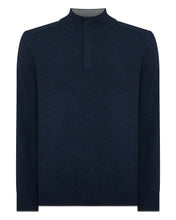 Load image into Gallery viewer, N.Peal Men's Half Button Cashmere Jumper Indigo Blue
