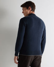 Load image into Gallery viewer, N.Peal Men's Half Button Cashmere Jumper Indigo Blue

