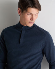Load image into Gallery viewer, N.Peal Men's Half Button Cashmere Jumper Indigo Blue

