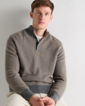 Load image into Gallery viewer, N.Peal Men's Half Button Herringbone Cashmere Jumper Truffle Houndstooth Grey
