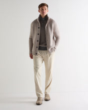 Load image into Gallery viewer, N.Peal Men's Half Button Herringbone Cashmere Jumper Truffle Houndstooth Grey
