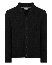 Load image into Gallery viewer, N.Peal Men's Garrick Shawl Cable Cashmere Cardigan Charcoal Grey Melange
