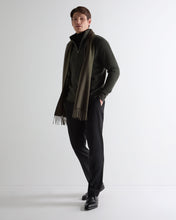 Load image into Gallery viewer, N.Peal Men's Fur Trim Half Zip Cashmere Jumper Arabica Khaki Green
