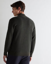 Load image into Gallery viewer, N.Peal Men's Temple Jacquard Half Zip Cashmere Jumper Arabica Khaki Green
