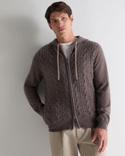 Load image into Gallery viewer, N.Peal Men's Fulham Cable Zip Cashmere Hoodie Otter Brown
