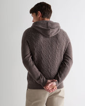 Load image into Gallery viewer, N.Peal Men's Fulham Cable Zip Cashmere Hoodie Otter Brown

