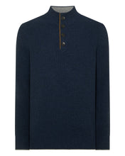 Load image into Gallery viewer, N.Peal Men's Beauchamp Half Button Cashmere Jumper Indigo Blue

