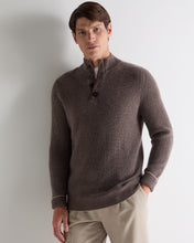 Load image into Gallery viewer, N.Peal Men's Beauchamp Half Button Cashmere Jumper Otter Brown

