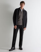 Load image into Gallery viewer, N.Peal Men's Ribbed Half Zip Cashmere Jumper Wood Smoke Brown
