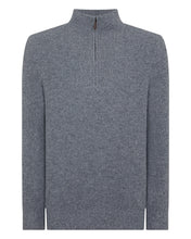 Load image into Gallery viewer, N.Peal Men's Half Zip Rib Cashmere Jumper Grey Melange
