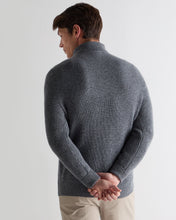 Load image into Gallery viewer, N.Peal Men's Half Zip Rib Cashmere Jumper Grey Melange
