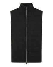 Load image into Gallery viewer, N.Peal Men's Padded Fur Trim Cashmere Gilet Deep Charcoal Grey
