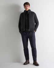 Load image into Gallery viewer, N.Peal Men's Padded Fur Trim Cashmere Gilet Deep Charcoal Grey
