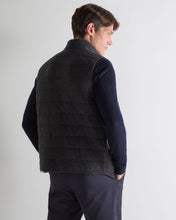 Load image into Gallery viewer, N.Peal Men's Padded Fur Trim Cashmere Gilet Deep Charcoal Grey
