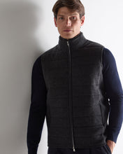 Load image into Gallery viewer, N.Peal Men's Padded Fur Trim Cashmere Gilet Deep Charcoal Grey

