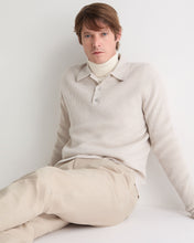 Load image into Gallery viewer, N.Peal Men's Ribbed Cashmere Polo Top Pebble Grey

