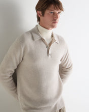 Load image into Gallery viewer, N.Peal Men's Ribbed Cashmere Polo Top Pebble Grey
