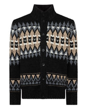 Load image into Gallery viewer, N.Peal Men's Jacquard Button Through Cashmere Cardigan Charcoal Grey
