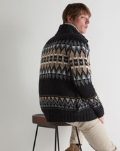 Load image into Gallery viewer, N.Peal Men's Jacquard Button Through Cashmere Cardigan Charcoal Grey
