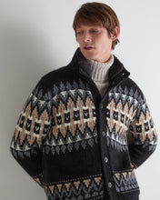 Load image into Gallery viewer, N.Peal Men's Jacquard Button Through Cashmere Cardigan Charcoal Grey
