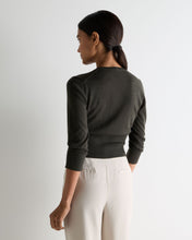 Load image into Gallery viewer, N.Peal Women's Darcie Superfine Cashmere Cropped Cardigan Arabica Khaki Green
