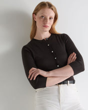 Load image into Gallery viewer, N.Peal Women's Darcie Superfine Cashmere Cropped Cardigan Chocolate Brown
