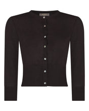 Load image into Gallery viewer, N.Peal Women's Darcie Superfine Cashmere Cropped Cardigan Chocolate Brown
