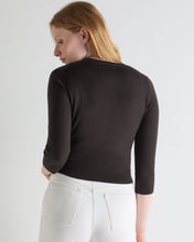 Load image into Gallery viewer, N.Peal Women's Darcie Superfine Cashmere Cropped Cardigan Chocolate Brown
