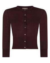 Load image into Gallery viewer, N.Peal Women's Darcie Superfine Cashmere Cropped Cardigan Claret Red
