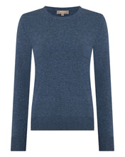 Load image into Gallery viewer, N.Peal Women's Evie Classic Round Neck Cashmere Jumper Light Denim Blue
