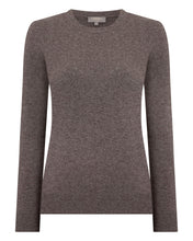 Load image into Gallery viewer, N.Peal Women's Evie Classic Round Neck Cashmere Jumper Otter Brown
