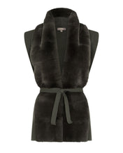 Load image into Gallery viewer, N.Peal Women's Lola Fur Placket Cashmere Gilet Arabica Khaki Green
