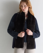Load image into Gallery viewer, N.Peal Women's Lola Fur Placket Cashmere Gilet Navy Blue
