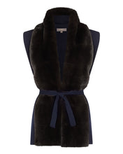 Load image into Gallery viewer, N.Peal Women's Lola Fur Placket Cashmere Gilet Navy Blue
