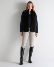 Load image into Gallery viewer, N.Peal Women's Lola Fur Placket Cashmere Gilet Navy Blue
