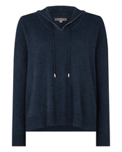 Load image into Gallery viewer, N.Peal Women's Maya Metal Trim Cashmere Hoodie Indigo Blue
