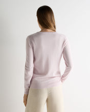 Load image into Gallery viewer, N.Peal Women's Phoebe V Neck Cashmere Jumper Chalk Pink
