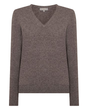 Load image into Gallery viewer, N.Peal Women's Phoebe V Neck Cashmere Jumper Otter Brown
