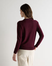 Load image into Gallery viewer, N.Peal Women's Olivia Round Neck Cashmere Cardigan Bordeaux Red
