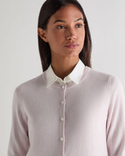Load image into Gallery viewer, N.Peal Women's Olivia Round Neck Cashmere Cardigan Chalk Pink

