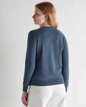 Load image into Gallery viewer, N.Peal Women's Olivia Round Neck Cashmere Cardigan Light Denim Blue
