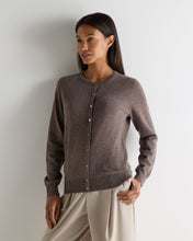 Load image into Gallery viewer, N.Peal Women's Olivia Round Neck Cashmere Cardigan Otter Brown
