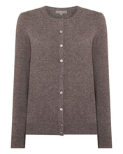 Load image into Gallery viewer, N.Peal Women's Olivia Round Neck Cashmere Cardigan Otter Brown

