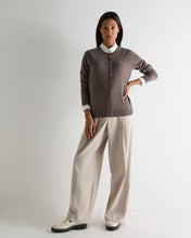 Load image into Gallery viewer, N.Peal Women's Olivia Round Neck Cashmere Cardigan Otter Brown
