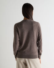 Load image into Gallery viewer, N.Peal Women's Olivia Round Neck Cashmere Cardigan Otter Brown
