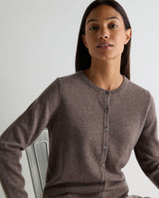 Load image into Gallery viewer, N.Peal Women's Olivia Round Neck Cashmere Cardigan Otter Brown
